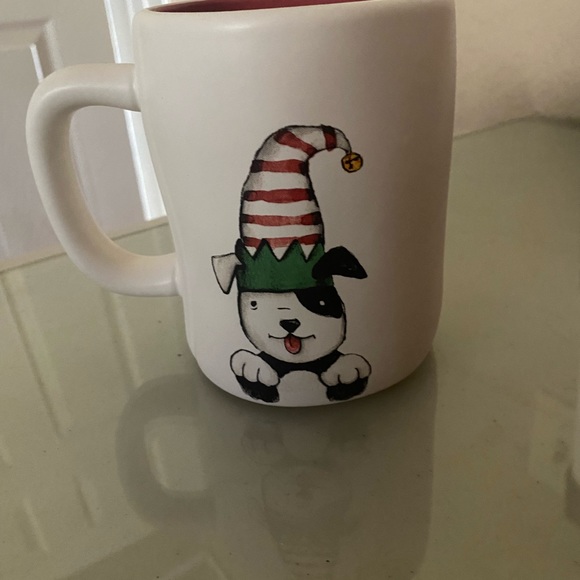 New! Rae Dunn Coffee Mug 2 Sided. White outside Red inside Santa’s Little Helper - Picture 2 of 2